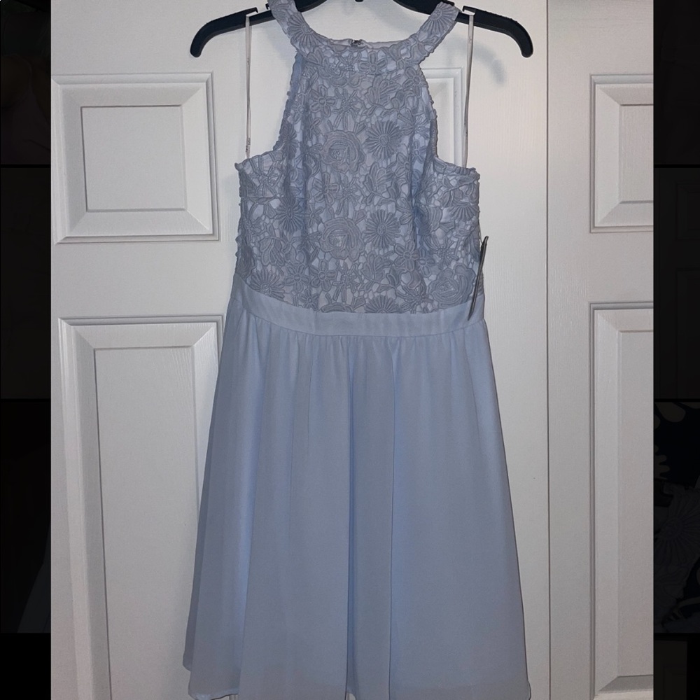 Lulu’s Blue Lace top skater dress